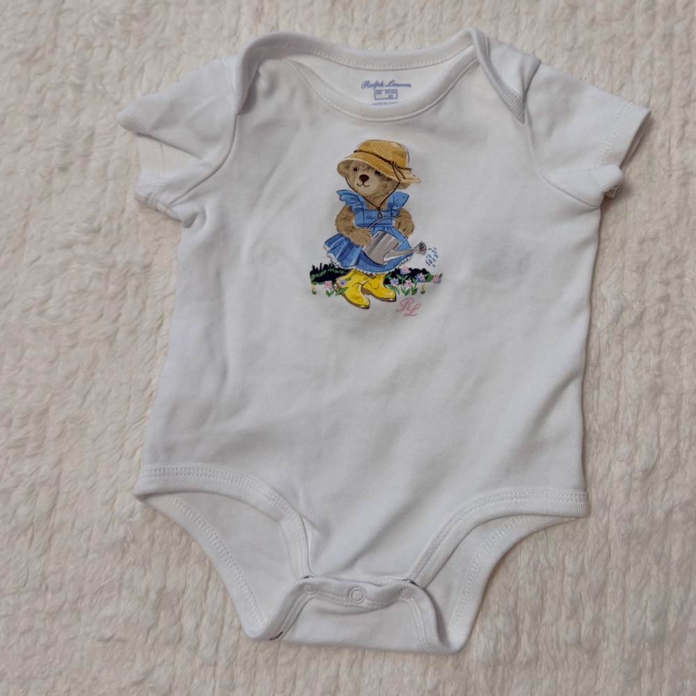 Ralph Lauren White Bodysuit with Bear Design
